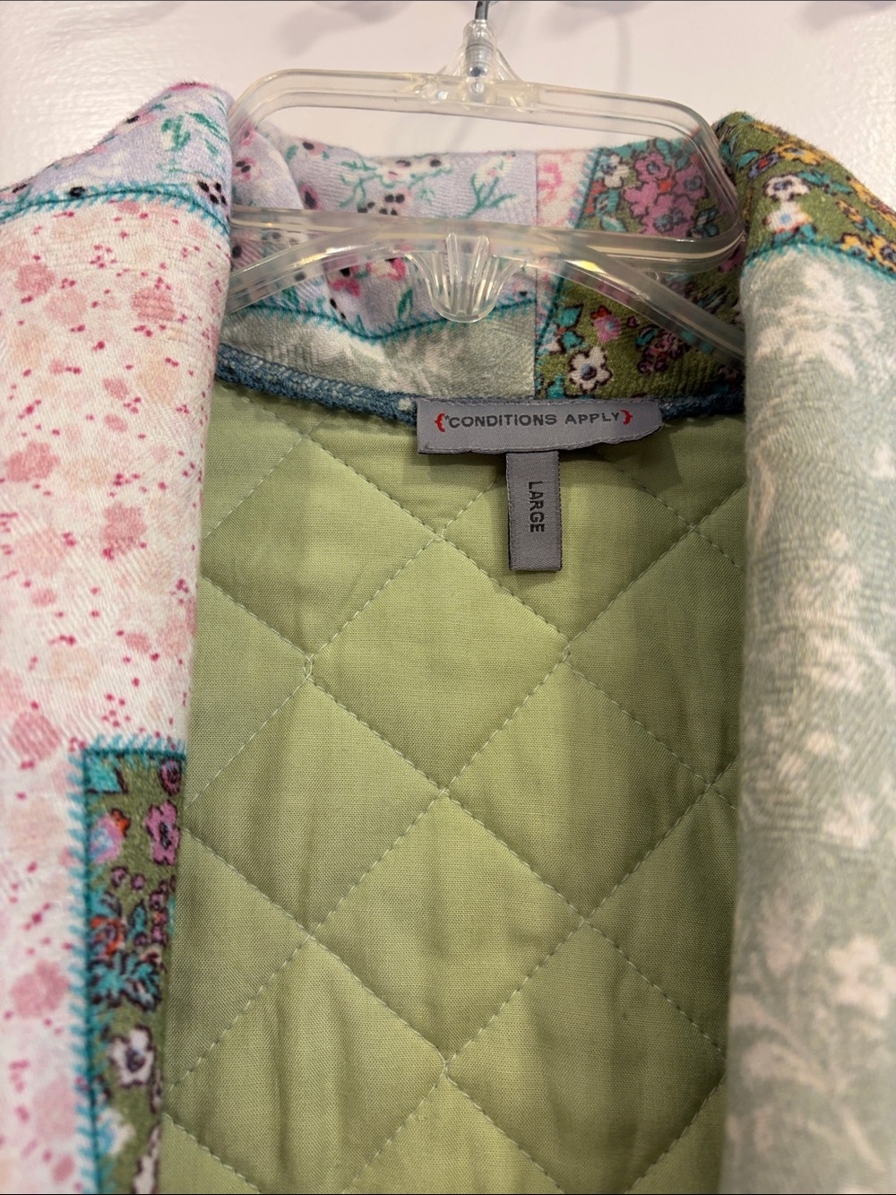 Anthropologie Quilted Patchwork Utility Jacket in Green and Pink - Picture 2 of 2